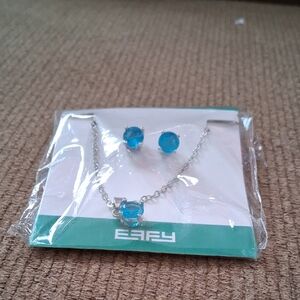 Effy Silver Necklace and Earring Set with Blue Stones NWOT